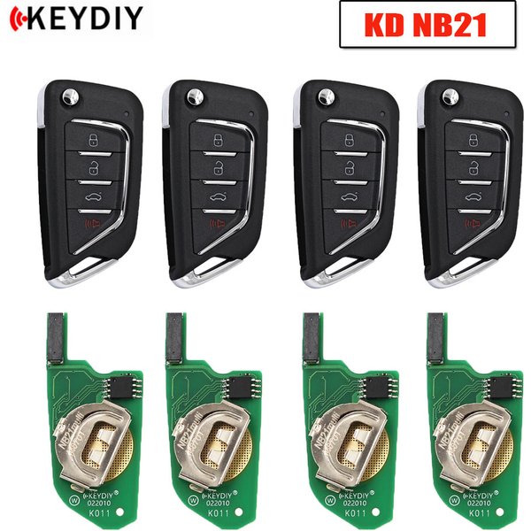 5 pièces KEYDIY NB21-3 NB21-4 clé à distance de voiture 3/4 boutons clés de voiture KD pour programmeur de clé KD900/KD-X2 série NB clé de voiture télécommandée