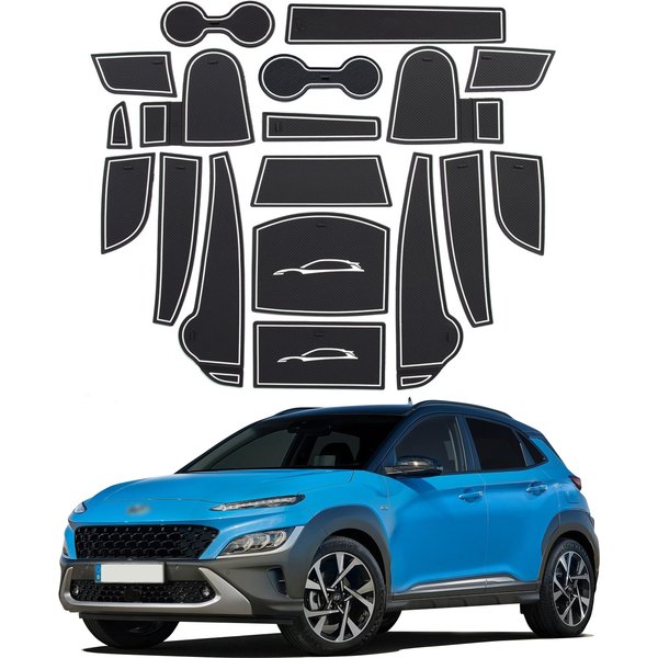 LFOTPP Door Groove Mat for Kona 2022 Automatic Transmission Anti-slip Gate Slot Pads Auto Interior Kona Accessories 2022 18 Pcs