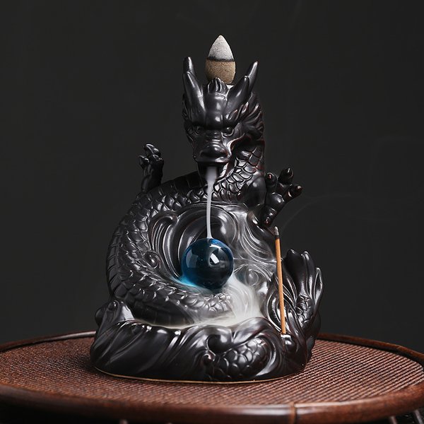 Brûleur d'encens à reflux Dragon, porte-encens en céramique, pour la décoration de la maison, cadeaux de Relaxation d'aromathérapie (sans encens), 1 pièce
