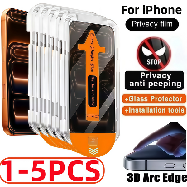1-5 pièces de film trempé anti-regard facile à installer pour iPhone 17 16 15 14 13 12 11 Pro Max Mini Plus XR XS, offre spéciale