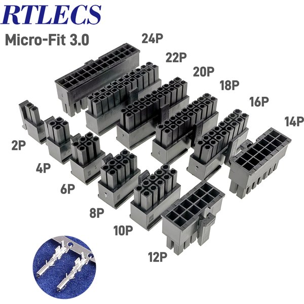 4 Stück Micro-Fit 3.0 Stecker Buchsengehäuse 2 Pin 4 6 8 10 12 14 16 18 20 22 24 Schaltkreise Stecker Shell Power Cross 43025