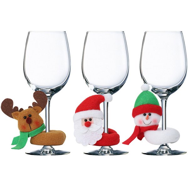 Christmas Wine Glass Decorations Santa Claus Snowman Elk Wine Cup Ring New Year Christmas Party Home Table Decoration Xmas Gifts