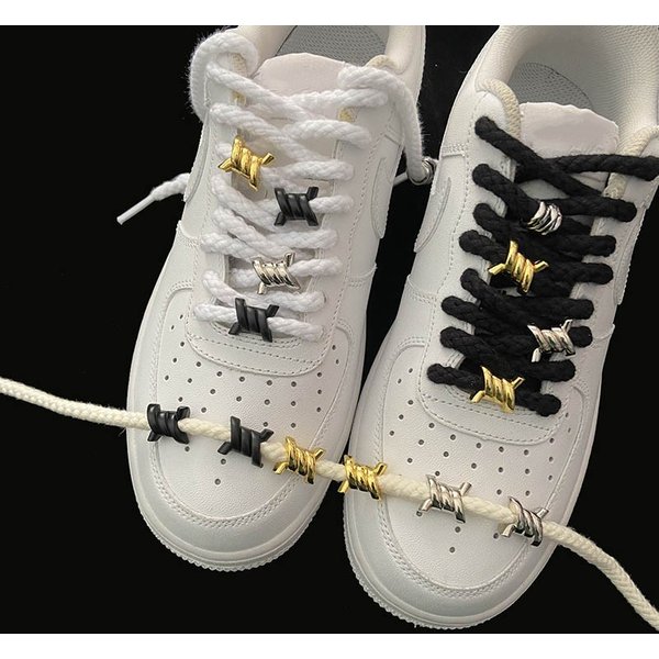 Luxurious for AF1 AJ1 Metal Buckles Wire Thorn Knot Shoe Decorative Flower Sneakers Iron Ring Shoelaces Shoe Charms Accessories