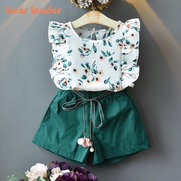 Bär Führer Mädchen Kleidung Sets Neue Sommer Ärmelloses T-shirt + Print Bogen Rock 2Pcs für Kinder Kleidung Sets Baby kleidung Outfits