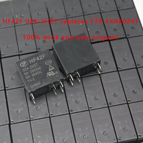 10 Stück HF42F 024-2HST (ersetzt FTR-F4AK024T F4AK024T) 24V DC 5A 250VAC 5A 30VDC Leistungsrelais 2-polig 5A TV-3 HF42F-024-2HST