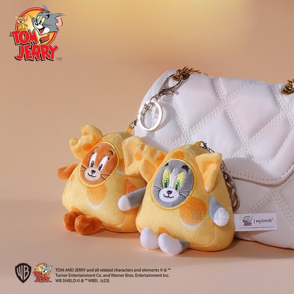 Tom und Jerry Plüsch-Schlüsselanhänger Spielzeug Cartoon-Käse Gefüllter Schlüsselanhänger Puppe Tom Katze Jerry Maus Anhänger Kindergeschenk