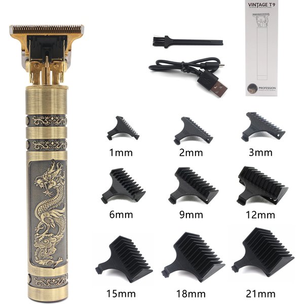 Tondeuse à cheveux professionnelle T9, corps en métal, tondeuse à barbe pour hommes, lame en acier inoxydable, tondeuse à barbe