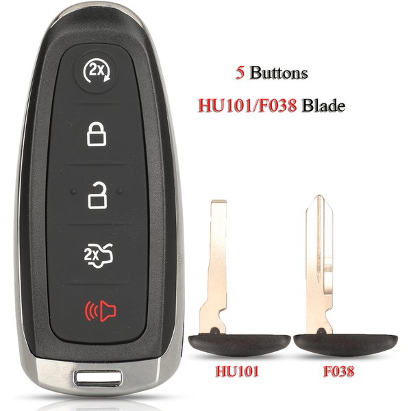 Jingyuqin Remote Smart Car Key Shell für Ford Edge Escape erkunden Flex Taurus 2014-2018 Keyless Go F038/Hu101 Klinge