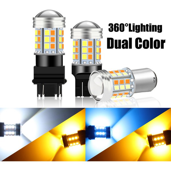 1 stücke Dual Farbe T20 LED 7443 W21/5 W Birne 1157 BAY15D 45Smd Led T25 3157 P27/7 W Auto DRL Blinker Lampe Auto Lichter Birne Schalter