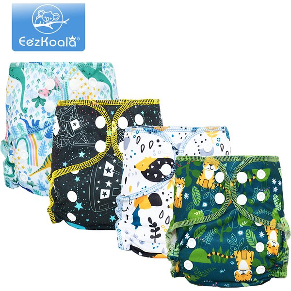 EezKoala Newborn Cloth Diaper Organic Cotton Colrful Binding Baby Diapers Tiny AIO Cloth Nappy Waterproof PUL Fit 3-6KG Baby
