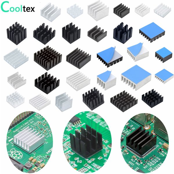 Mini radiateur de radiateur en aluminium pour puce électronique RAM MOS IC Raspberry Pi refroidissement avec bande conductrice thermique