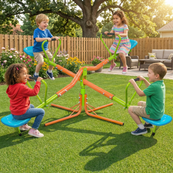 XSS004 Outdoor-Wippe für Kinder - 360 ° Drehbare Sitze, robustes Design für Kinder ab 3 Jahren - Spaßig & Sicher!