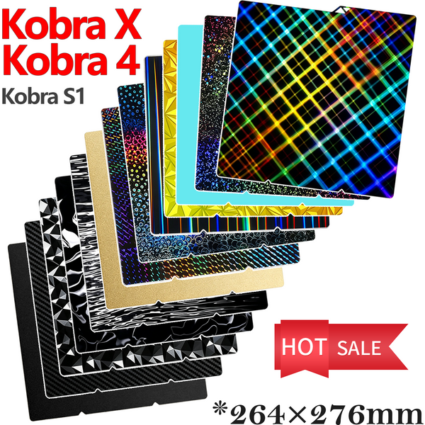 KX Kobra S1 Kobra 4 Bauplatte 264x276mm Glacier Cool Plate Glatt+Texturiertes beheiztes Bett für ANYCUBIC Kobra S1 Kobra X Combo
