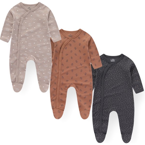 Kiddiezoom 3 Pcs/Lot Autumn Winter Fashion Unisex Long Sleeve Casual Soft Comfort Baby Boy Girl Romper Newborn Shower Gifts