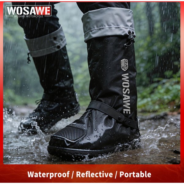 WOSAWE Regenschuhüberzüge Unisex Wasserdichte Überzüge für Motorrad Radfahren Fahrrad Wiederverwendbare Regenschutz-Schuhüberzüge Outdoor-Stiefelüberzüge