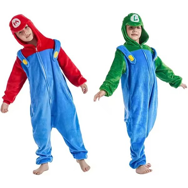 Costume de Cosplay de jeu de dessin animé frères, pyjama une pièce Luigi, vêtements de nuit de dessin animé Kawaii, vêtements d'halloween