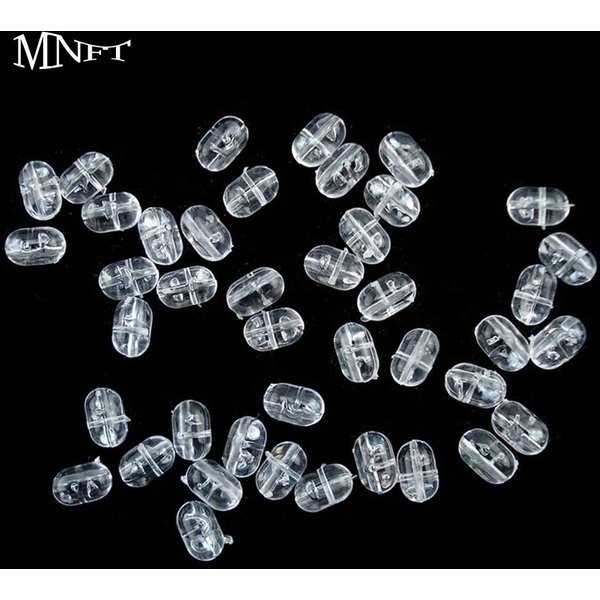 MNFT 100PCS Fishing Beads Transparent Clear Oval Double Cross Hole Beads Sabiki Rig 3 Way Connector Fishing Accessories