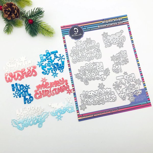 Alinacutle-Matrices de découpe en métal, ensemble de Press de Noël, scrapbooking, artisanat en papier, album fait main, carte, poinçon d'art, 6 pièces, 20102322