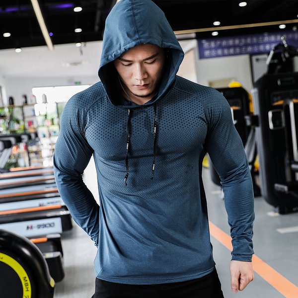 Herren-Fitness-Trainingsanzug, Laufsport-Hoodie, Fitnessstudio, Jogger, mit Kapuze, Outdoor-Workout, sportliche Kleidung, Muskeltraining, Sweatshirt-Oberteile
