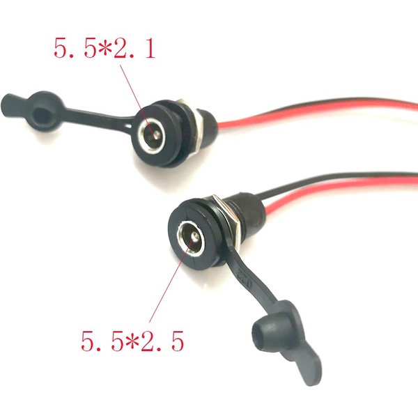 Battery DC Power Plug Connector for DIY DC Waterproof Jack Connector 5.5 X 2.1 mm 5.5X2.5mm with Wire Turmera