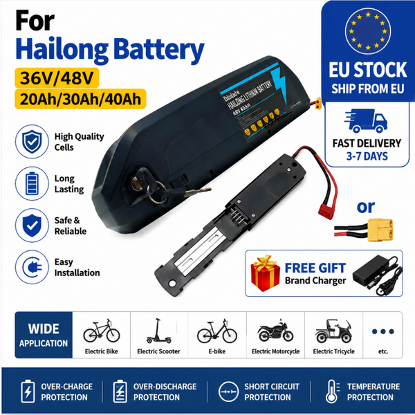 Polen Lager EU Lokaler Bestand Hochleistungs-Hailong E-Bike Lithium-Akku 36V 48V 20Ah-30Ah-40Ah Eingebautes BMS Schnellladung Lange Reichweite Für 500W-1500W E-Bike Motor Ersatzakku 3-7 Tage Schnelle
