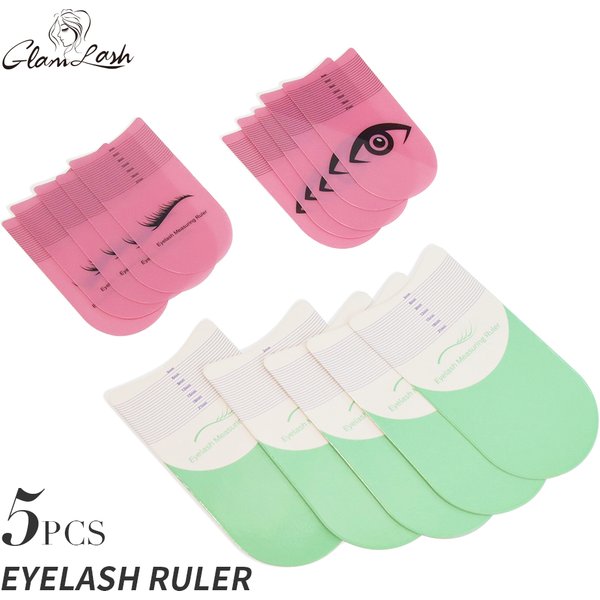 GLAMLASH 5PCS Eyelash Length Measuring Ruler Portable Eyebrow Soft Plastic Ruler Makeup Tool 3-21mm Eyelash Extension Growth