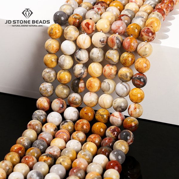 Natural Stone Crazy Lace Agate Bead Round Loose Spacer 4 6 8 10mm Beads For Jewelry Making Diy Necklace Bracelet Accessory 15"