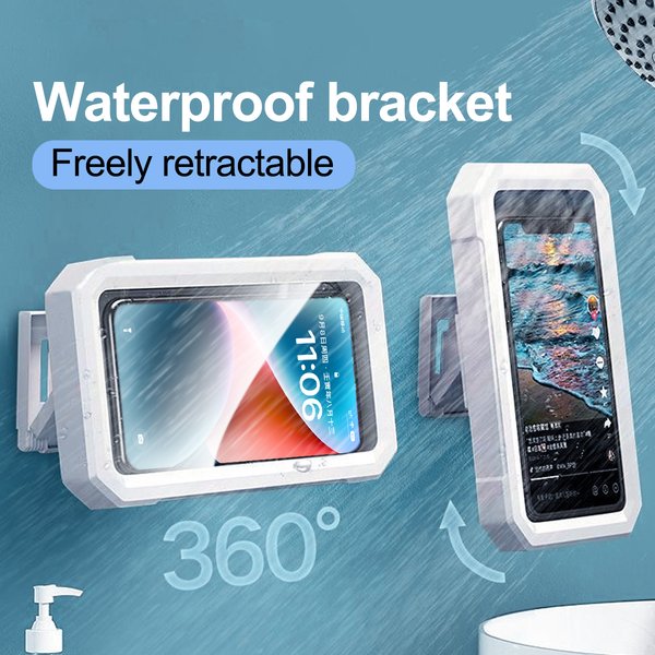 Verstellbarer wasserdichter Dusch-Telefonhalter, 360-Grad-Drehung, Wandspiegelhalterung, Handyhalter für Badezimmer, Badewanne, Küche
