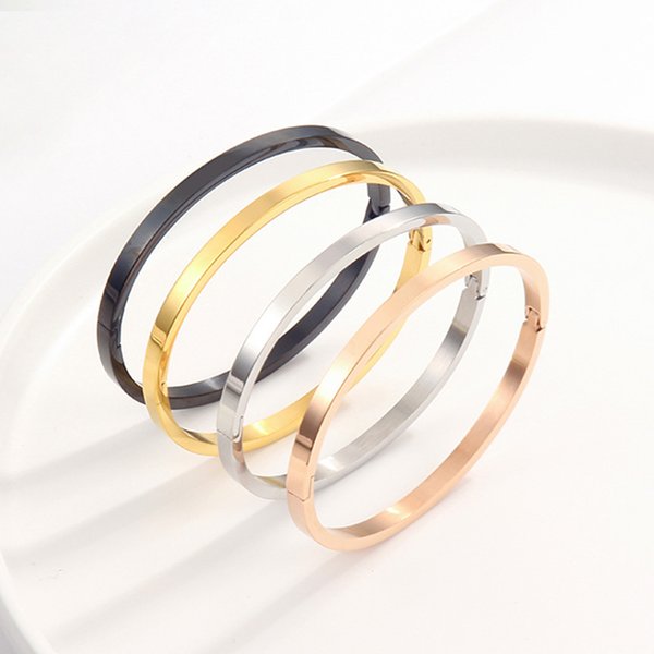 4mm/6mm/8mm Stainless Steel Blank Polished Stackable Bracelet for Women Men Lover Simple Plain Cuff Bangle Fashion Jewlery Gift