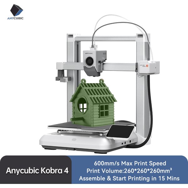 ANYCUBIC Kobra 4/Kobra 4 Combo 600mm/s Schnelldruckender Mehrfarben-3D-Drucker Bis zu 8 Farben Automatische Nivellierung APP-Steuerung FDM 3D-Drucker