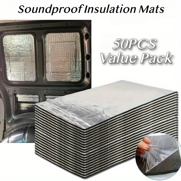 Lot de 50 tapis insonorisants pour voitures, isolation thermique, auto-adhésifs, pour portes, toit et moteur