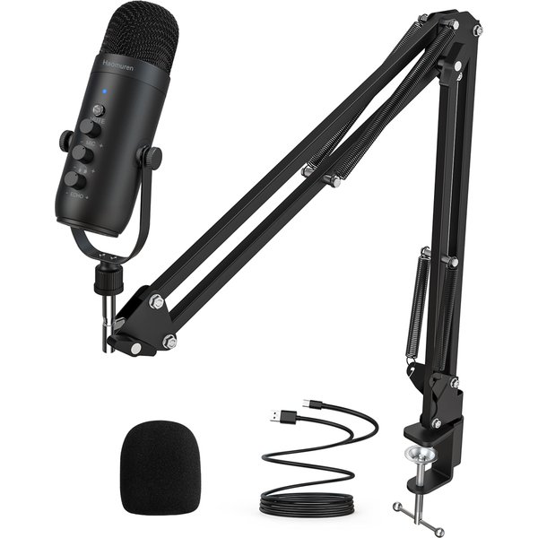 Haomuren-Kit de microphone professionnel à condensateur cardioïde, USB, pour studio, podcast, avec HONArm, pour prometteur statique