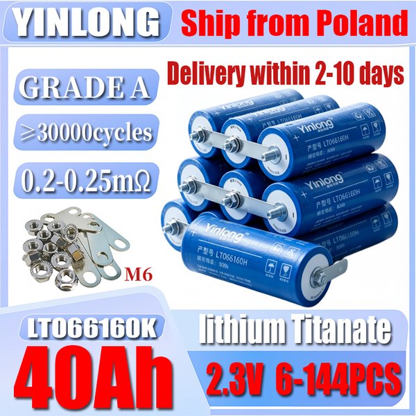 LTO 2,3V 40Ah 6-144PCS Yinlong LTO 66160H Lithium-Titanat-Batterie der Klasse A, 450A Dauerstrom & 900A Puls-Hochleistungsabgabe, tatsächliche 35-40Ah, extrem niedrige Temperatur -50 ℃ Hohe