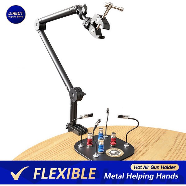 Universal Metal Helping Hand Soldering Stand with PCB Holder Flexible Arms for Desoldering Hot Air Gun Electronic Repair Tool