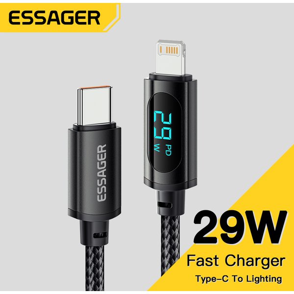 Essager PD 29W Usb Kabel Für iPhone 14 13 12 Pro Max XS Xr Schnelle Lade Draht Für iphone ladegerät Kabel Display Beleuchtung Draht Kabel
