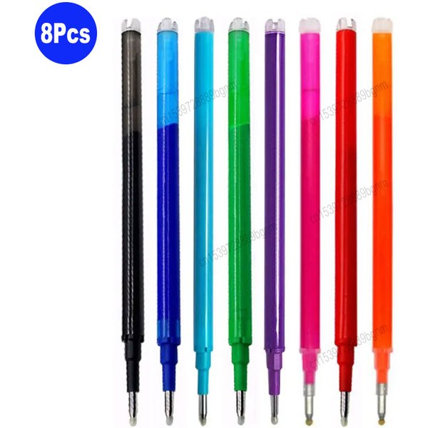 8 pièces/ensemble 0.7mm 0.5mm pointe effaçable Gel stylo recharge tige bleu noir rouge 8 couleurs encre bureau école écriture dessin papeterie 11cm