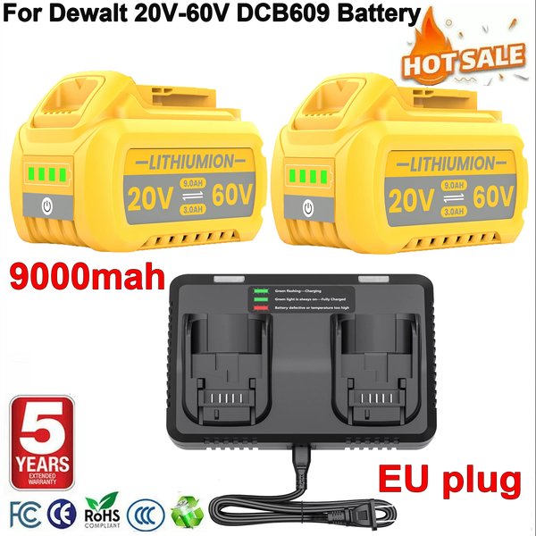 Bonacell 20V 60V Ersatzakku für Dewalt DCB609 9000mAh Li-Ion 21700 für Flexvolt DCB609 DCB606 DCB205 DCB200 Elektrowerkzeug-Akku