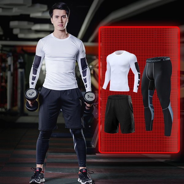 Ensemble de vêtements de sport d'entraînement pour hommes, survêtement de Compression, Fitness, Jogging, serré, vêtements de sport, Leggings à ajustement sec