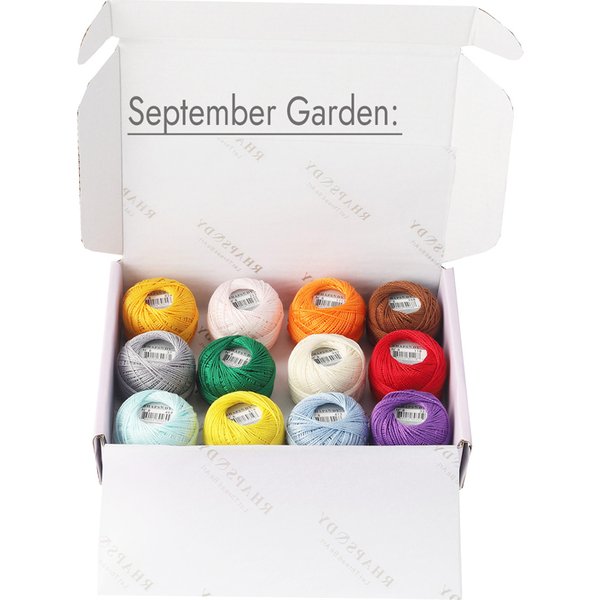 12 Kugeln/Set Rhapsody Regenbogenfarben Größe 8, Perlen-Baumwoll-Stickgarn, 100 % ägyptische Baumwolle, doppelt merzerisiert, zum Basteln