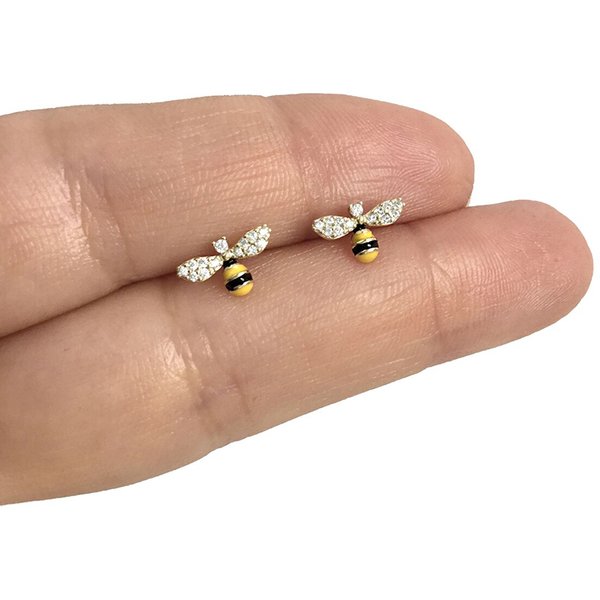 Huitan Boucles d'oreilles clous abeilles délicates pour femmes, couleur argent/or, amusantes pour le quotidien, bijoux de piercing d'oreille, dropshipping