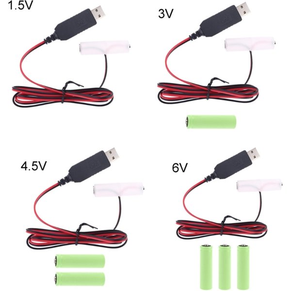 Câble d'alimentation pour batterie factice AA 1,5-6 V avec adaptateur type C pour jouet radio LED