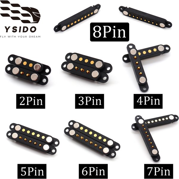 YSIDO 1/3/5 Paar DC Magnetischer Stecker-Buchse-Verbinder 2 3 4 5 6 7 8 Pin mit Ohren Magnetischer Pogo-Pin-Steckverbinder Stromanschluss Kontaktstreifen