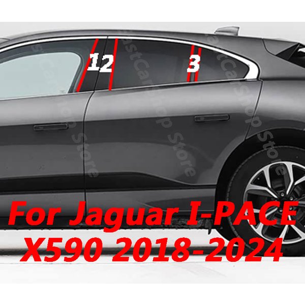 Für Jaguar I-Pace IPace X590 2018-2024 Autotür Zentralfenster Mittelsäulenstreifen Glänzend Schwarz PC B C Säule Zubehör