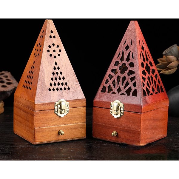 Boîte d'aromathérapie antique en bois de santal enrichi, Eva d'encens creux pour la maison, Dakota ide créative, 1 pièce