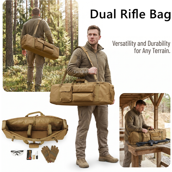 M249 Taktische Jagdgewehrtasche Robuste Gewehrtransporttasche Langlebige Nylon-Paintball-Airsoft-Doppelgewehrtasche mit Schultergurt