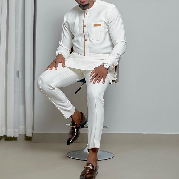 Kaftan Herren Kaunda Anzug Rundhals Langarm-Oberteil Hose Afrikanisches Traditionelles Männer-Outfit 2-teiliges Kleidungsset Hochzeitssets Casual