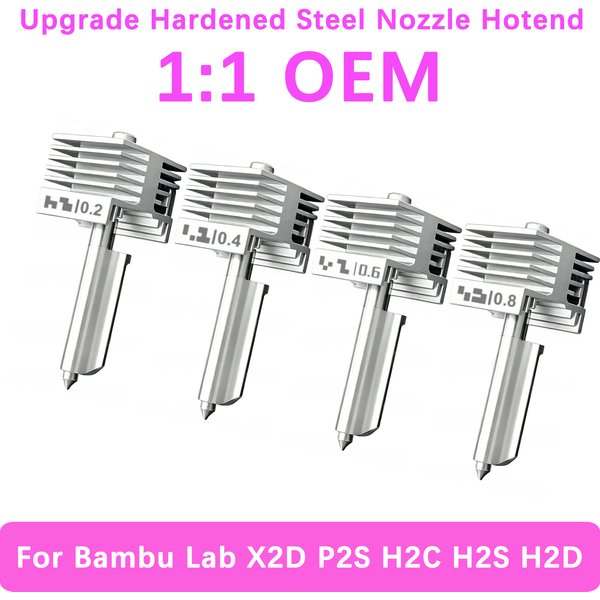 X2D Hochpräzises All-in-One Hotend-Kit für Bambu Lab H2C H2S H2D P2S, gehärtete Stahldüse, identisch mit dem Original, hohe Qualität.