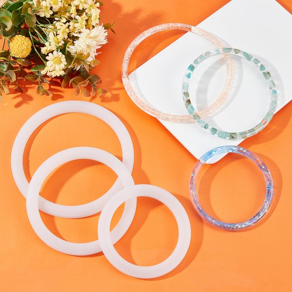 3 pièces 3 Style bricolage bracelet Silicone moules résine moulage moules pour résine UV résine époxy fabrication de bijoux anneau blanc 105 ~ 140x10.5mm