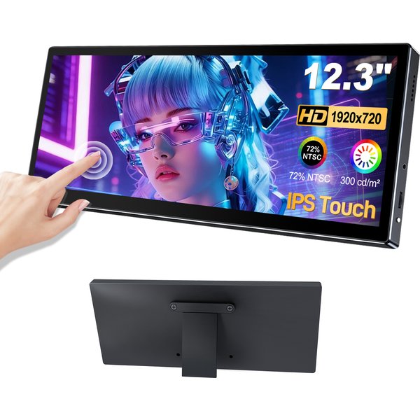 HOWENS 12,3' 60Hz Tragbarer Gaming-Monitor 1920*720 8:3 IPS HDMI USB C 100% SRGB Freesync Bildschirm für Computer, Spiele, Laptop, Mac, PC