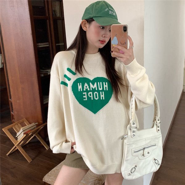 Human Made Unisex-Pullover Heart Osaka Limited Crewneck Oversized Ins Trendy Streetwear Strickoberteil